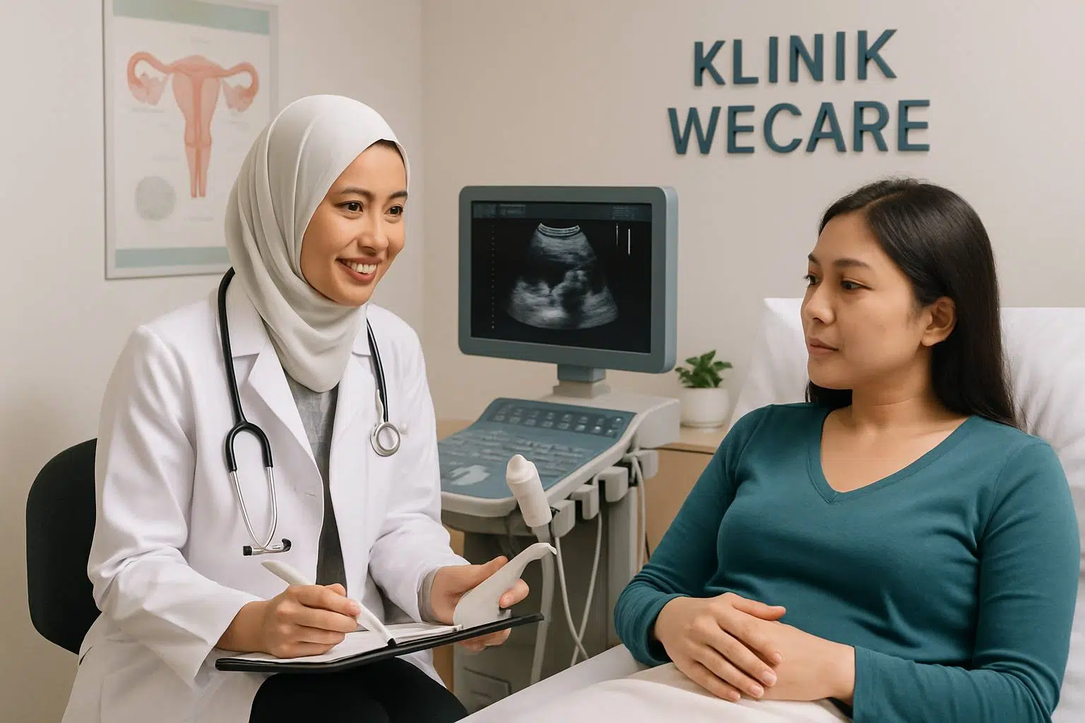 Woman consulting healthcare professional about Pap smear in Kuala Lumpur clinic