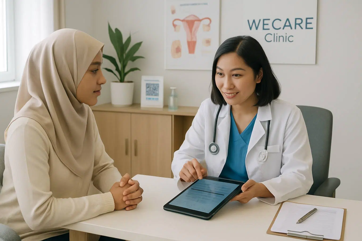 Illustration of risk factors for cervical abnormalities including HPV and smoking