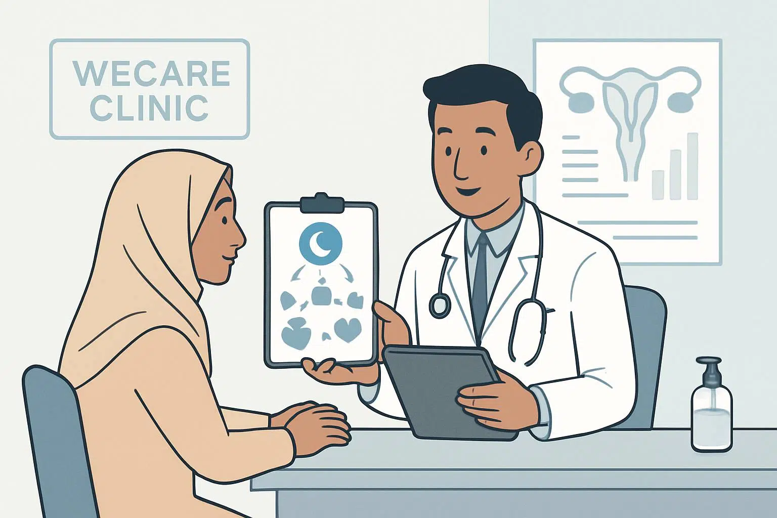 Doctor and patient consultation at WeCare Clinic discussing vasectomy reversal options