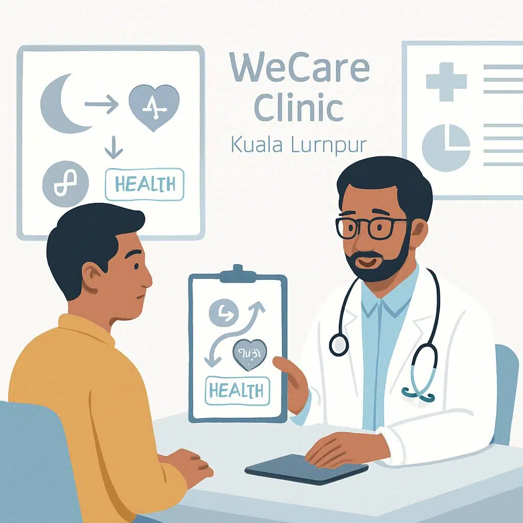 Doctor and patient in consultation at WeCare Clinic Kuala Lumpur discussing vasectomy and hormone health