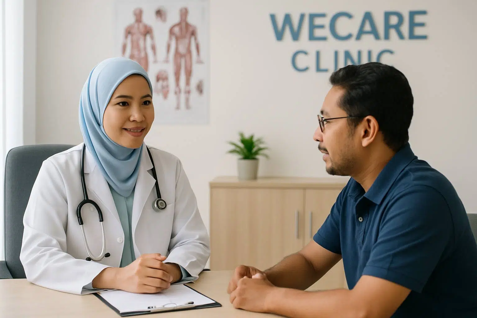 Doctor consulting a patient about wound care treatment in Kuala Lumpur